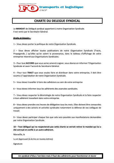 Charte du Délégué Syndical